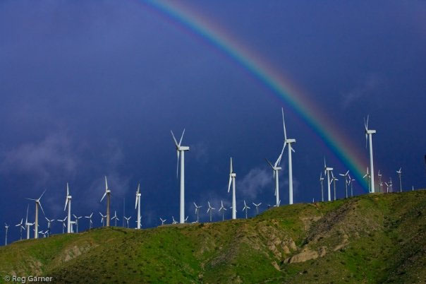 Rainbow over windfarm