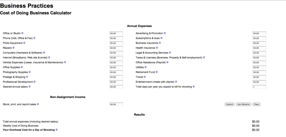 Cost of Doing Business Calculator